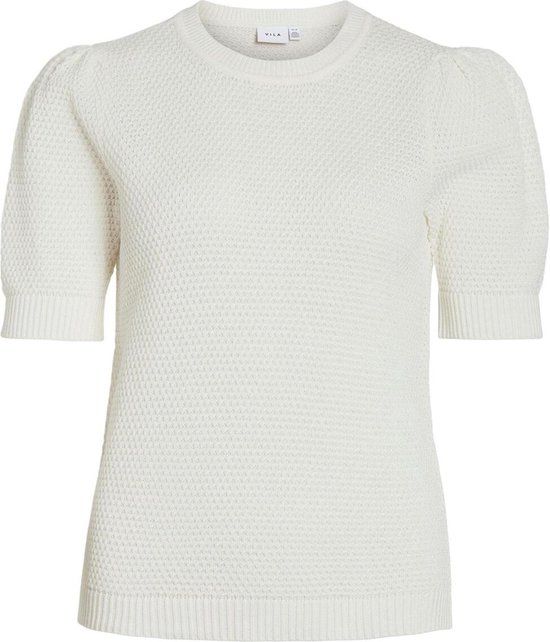 Vila VIDALO O-NECK S/S KNIT TOP/SU - Women's Top - White Alyssum - Size S