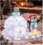Feeric Lights & Christmas Kerstverlichting figuur - iglo met pinguins - 49 cm - LED