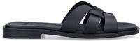Manfield - Dames - Zwarte leren slippers - Maat 40