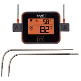 TFA Dostmann VIEW 14.1514.10 BBQ-thermometer, zender, 2 temperatuursensoren met 150 cm kabel, geschikt voor barbecue, rookoven, rookoven, barbecue, met achtergrondverlichting, zwart