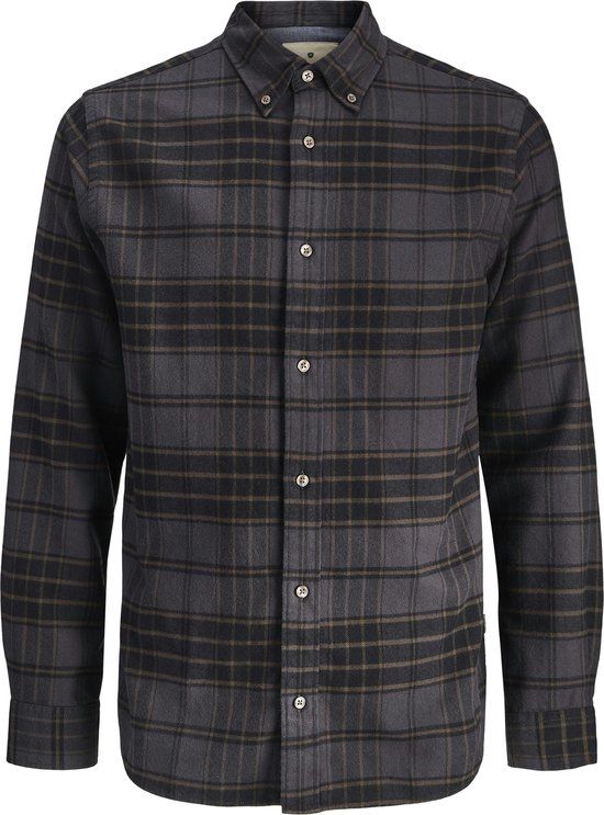 JACK&JONES JPRBLUBARKLEY FLANNEL X-MAS L/S SHIRT CH Heren Overhemden M Katoen Zwart