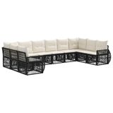 vidaXL Tuinbank - Set - 10 - st - Zwart - en - Crème - Wit - poly - rattan
