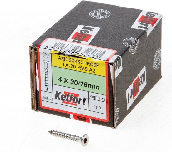 Kelfort Vlonderschroef platverzonken kop RVS A2 T20 4.5 x 60/36mm