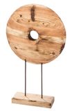 GILDE Taxon Staande reliëf van hout - natuurlijke kleuren - rond - hoogte 75cm x breedte 44cm - rond decoratief object