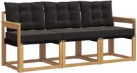 vidaXL Bank loungeset 3-delig Wit en zwart