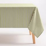 GAMUSI - Vlekbestendig Tafelkleed Katoen Polyester Streeppatroon Arenza - 160 x 100 cm - Groen