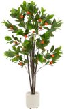ML-design Kunst sinaasappelboom 130 cm kunstplant in pot met fruit