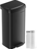 SONGMICS Afvalemmer keuken, 68 liter, pedaalemmer, metaal, met deksel, zwart