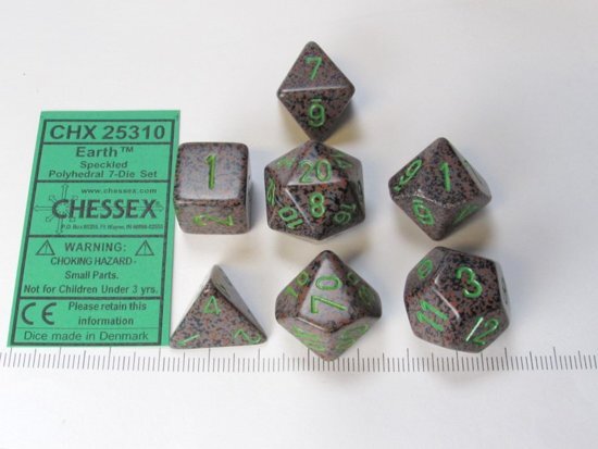 Chessex dobbelstenen set 7 polydice Speckled Earth