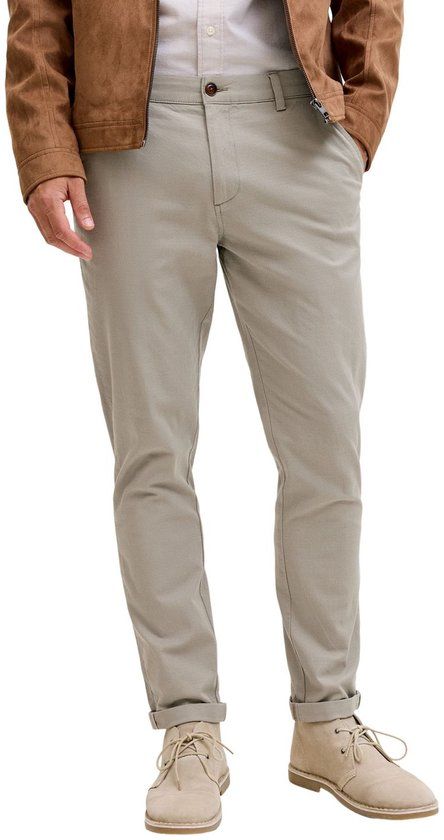 Jack & Jones Heren Chino Broek JPSTMARCO JJFURY Slim Fit Katoen Grijs