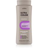 JOANNA Ultra Color Silver Shampoo, shampoo pour femmes, shampooing fortifiant la couleur, neutralisation des tons jaunes indésirables, facilite le démêlage des cheveux, blond argenté, 400 ml