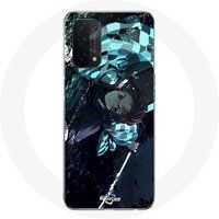 Maniacase Etui voor Oppo A74 5G Serie Tanjiro en Nezuko Demon Slayer Kimetsu no Yaiba