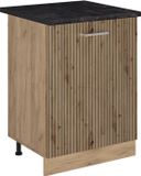 Vicco Keukenonderkast R-Line, Artisanaal eiken/Goudkleurig Eiken, 60 cm met 1 deur antraciet werkblad