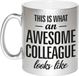 Bellatio Decorations Awesome colleague - cadeau koffiemok - beker - 300 ml - collega afscheid - zilver