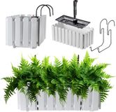 KADAX Bloembak, balkonpot in 2 maten en 4 kleuren, bloempot in lattenlook, plantenbak in landelijke stijl, plantenbak met rubberen kurken, 40 cm, wit