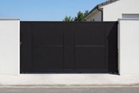 Casanoov 3m NALI portail coulissant en acier H.160cm noir + portillon noir 160cm - 160 x 300 cm
