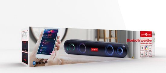 Gembird GMB-Audio Bluetooth Soundbar met LED Lichteffecten, Zwart