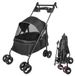 Poussette canne pour chien et chat - Jogger - Pliable - Convient aux voyages - Toit réglable - Fenêtres en maille - Porte-gobelet - Noir