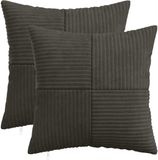 vidaXL - Kussensloop - 2 - pcs - ALMELO - Antracietkleurig - 45 - x - 45 - cm - corduroy