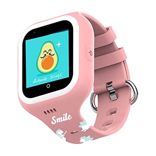 SaveFamily Iconic Plus Edition Mr. Wonderful met aangepaste armbanden, smartwatch voor kinderen, videogesprekken, muziek, identificeert oproepen, video, Bluetooth, WhatsApp & Stikers grappig (roze), Violeta