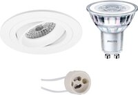 BES LED Pragmi Alpin Pro LED Spot Set - GU10 - Round - White - Dimmable - Philips CorePro 827 36D - 5W - 2700K
