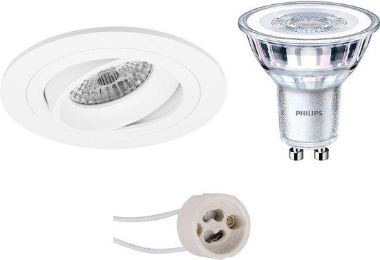 BES LED Pragmi Alpin Pro LED Spot Set - GU10 - Round - White - Dimmable - Philips CorePro 827 36D - 5W - 2700K