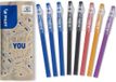 Pilot FriXion Ball Stick Set van 8 Uitwisbare Pennen - Medium Punt - Blauw, Zwart, Koraal, Oranje, Paars