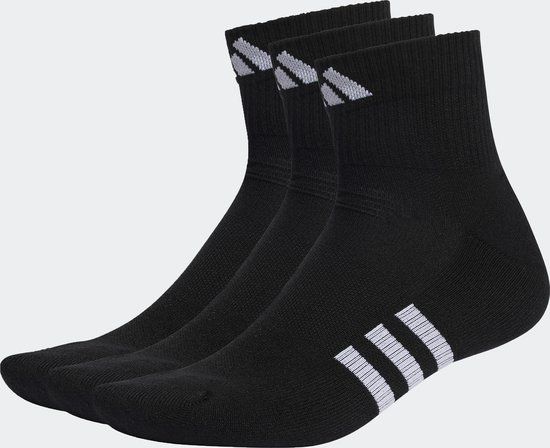 adidas Performance Cushion Mid-Cut Socks 3-Pack - Unisex - Black - Size 34-36