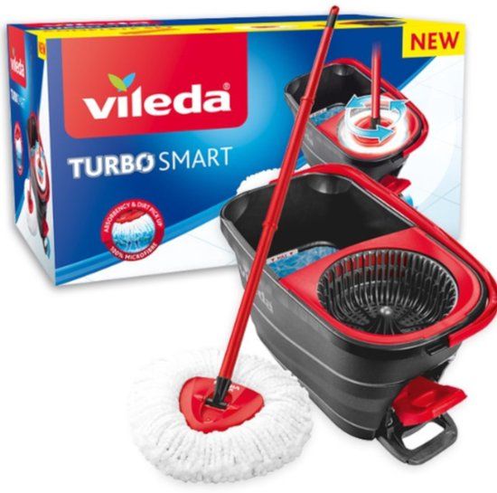 Vileda Turbo Smart Mop with Bucket - Black/Red - Microfibre