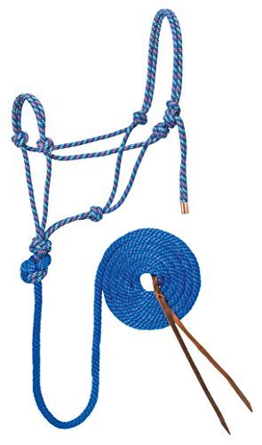 Weaver Leather Diamond Braid Rope Halter and Lead - Blue/Orange/Lime - 3 m