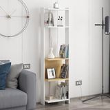 Stijlvolle Bol Stijlvolle boekenplank, wandmontage, wit & oak, 165 cm hoogte, 100% melamine gecoat particle board, 18 mm dik, meerdere planken voor moderne ruimtes