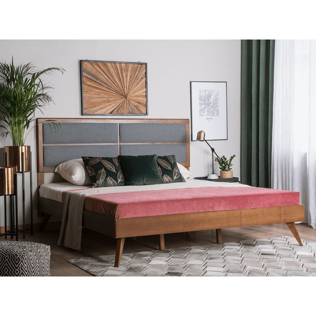 Beliani POISSY Bed Donker houtkleur Hout 180x200