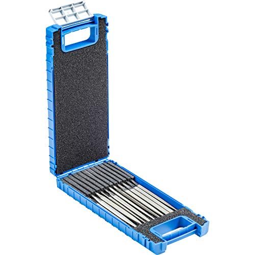PFERD Diamond Needle File Set, 11-Piece, D 91 Grit, 140 mm, in Unbreakable Plastic Box, 15842111