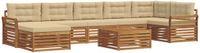 vidaXL - Bank loungeset - 7 zitplaatsen - Natuurlijk en beige - Acacia hout