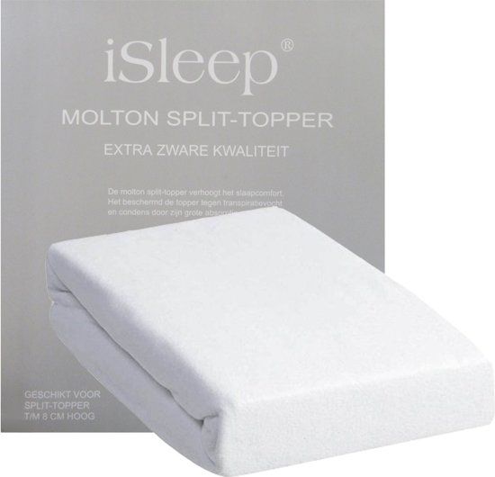 iSleep Molton Splittopper - 160x200 cm - Wit - Katoen