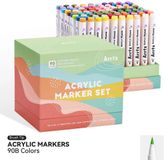 Arrtx - Marqueurs Acryliques - 90B - Marqueurs à Pointe Pinceau - 90 couleurs