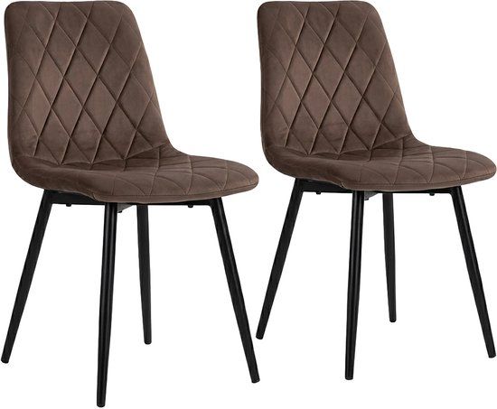 Merkloos Relaxdays Eetkamerstoelen - set van 2 - fluweel - 120 kg - bruin