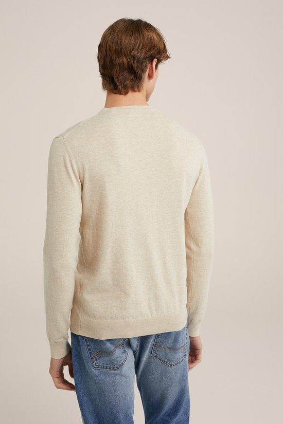 WE Fashion Heren fijngebreide trui - Katoenmix - Beige - XS
