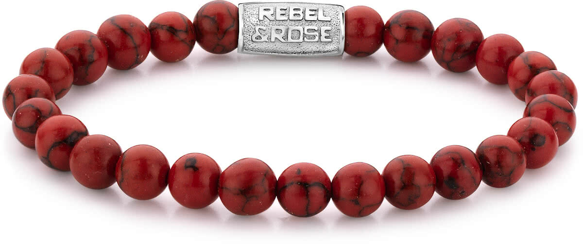 Rebel & Rose Rebel&Rose armband - Red Delight - 8MM M (17,5CM