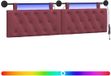 vidaXL Hangend hoofdbord Met LED-verlichting Wijnrood Stof