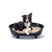 Ferplast Honden- en kattenbed met katoenen kussen, middelhoog hondenbed, gerecycled plastic, wasbaar, ademend en antislip hondenbed, THRONE 82 x 59,5 x h 29,5 cm, zwart