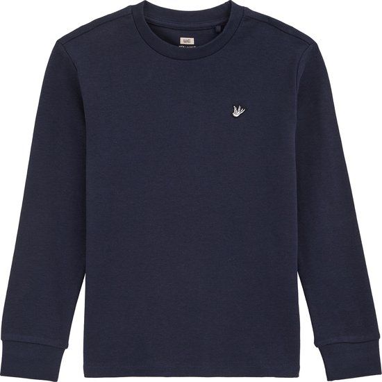 WE Fashion Jongens T-shirt Lange Mouw Ronde Hals Effen Katoen Marineblauw Maat 110/116