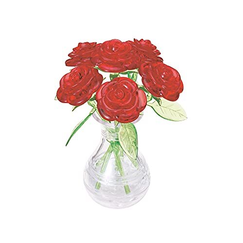 HCM Kinzel 59171 Crystal puzzel rood, 47 delen, 6 rozen in een vaas, kleurrijk