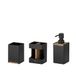 kela 390241 Badkamerset, 3-delig, 1 zeepdispenser, 1 beker, 1 tandenborstelhouder, polyresin/eikenlook, zwart, mat, kubus