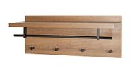 HAKU Wandkapstok eiken, zwart, MDF, metaal - Maat: B 75 cm x H 30 cm x D 26 cm, Stijl: Modern