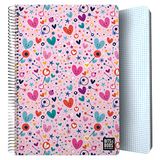 Grafoplás Notitieboek van kunststof, 80 vierkante vellen, 4 x 4, 90 g, folio-formaat, spiraalbinding, design bits&bobs pop-up design hearts | FSC-gecertificeerd