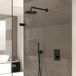 Hotbath Cobber IBS23 set de douche encastrée avec douchette sur support et pomme de douche ronde de 30 cm sur bras de plafond de 30 cm nickel brossé