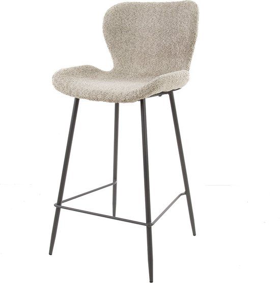 Bouclé Barkruk Tatjana Zand - Beige - Design - Met rugleuning - 67 cm zithoogte