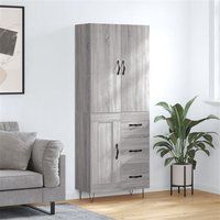 vidaXL Buffet Haut, Armoire avec Portes et Pieds, Meuble de Rangement, Organisateur de Salon Salle de Séjour, Moderne, Sonoma Gris Bois d'Ingénierie