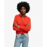 Superdry Classic Cotton Knit Trui Met Halve Rits Dames Grenadine Orange